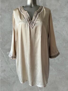 2 for $30 | Plus Size 100% Silk V-Neck Tunic